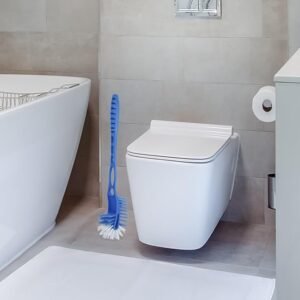 Kleeno Common Double Hockey Shape Toilet Cleaner Brush with Holder Stand