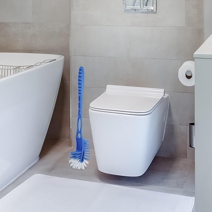 Kleeno Common Double Hockey Shape Toilet Cleaner Brush with Holder Stand